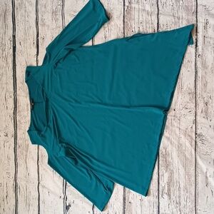 Slinky Brand Teal Cold Shoulder Tunic Top XL